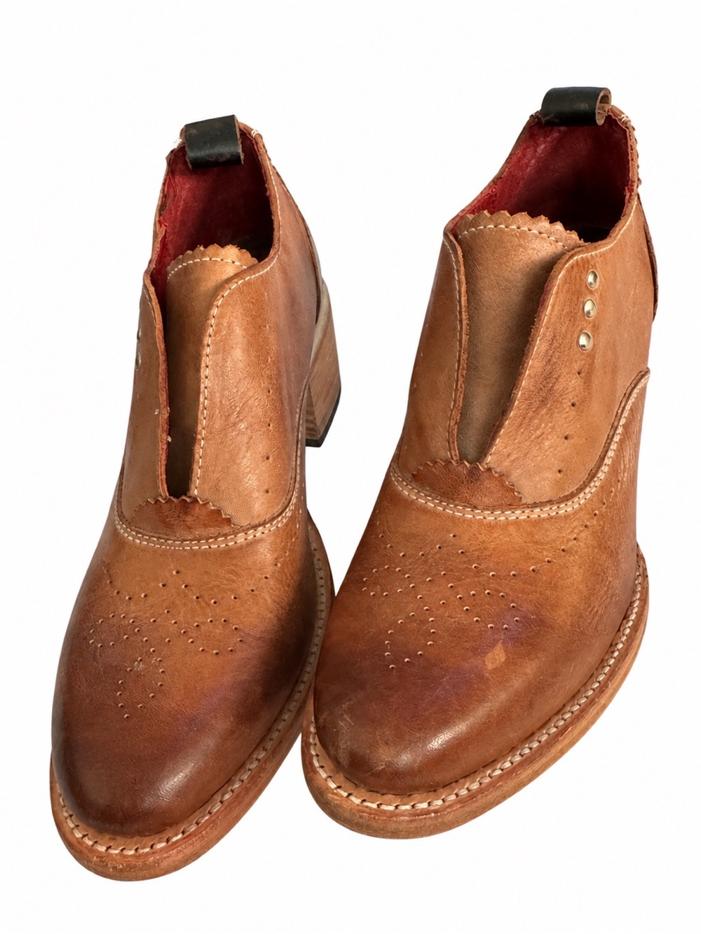 FREEBIRD by Steven Sadie Cognac Leather Heeled Oxford Booties Size 7 BNWOT - Picture 3 of 10